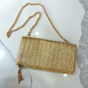 Stella & Dot Waverly Metallic Raffia Clutch/Crossbody